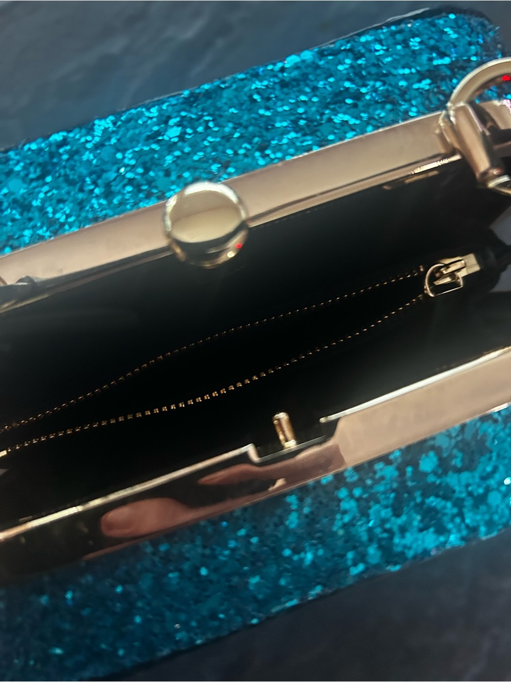 kate spade Navy & Teal Glitter Jeweled Top-Handle Mini Bag From the Miss Piggy - Picture 4 of 8